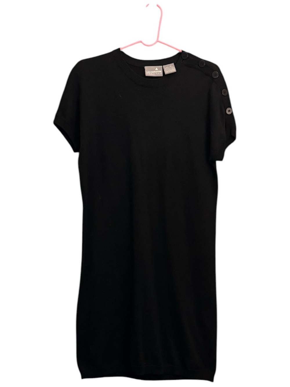 Liz Claiborne Black Short Sleeve Midi Dress with Shoulder Buttons Size Medium